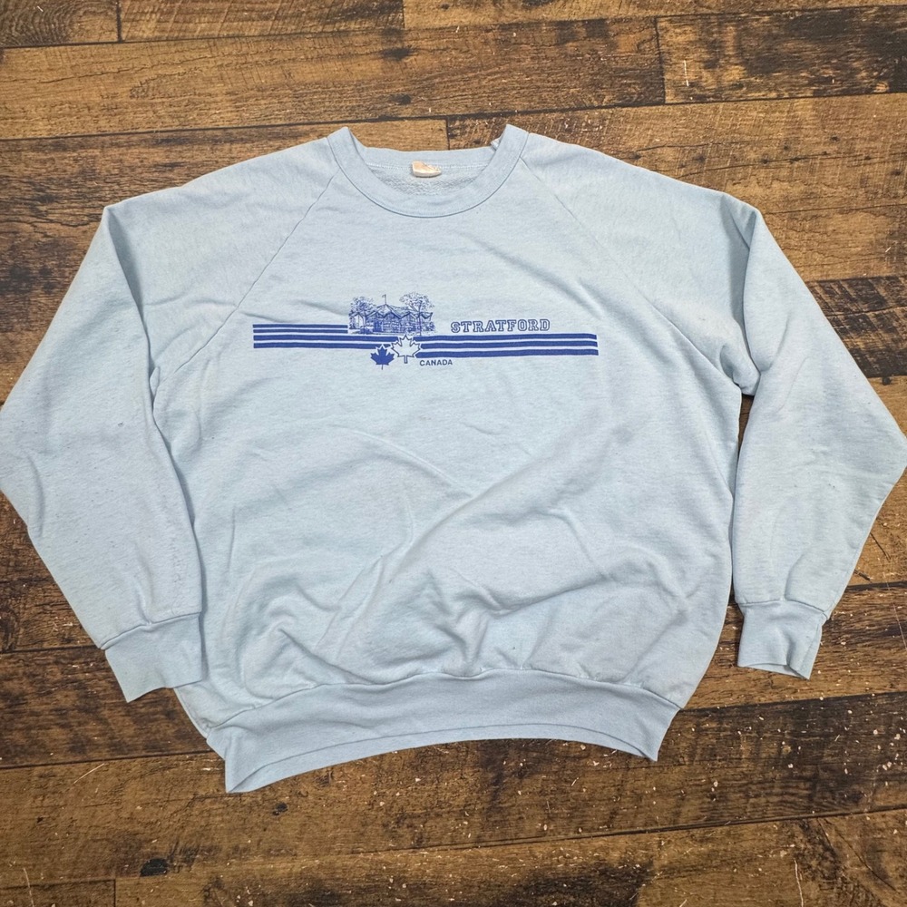 Vintage Stratford Canada Graphic Sweatshirt Light‎ Blue Mens Size L/G
